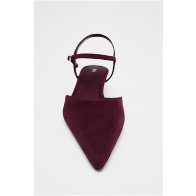 SUEDE KITTEN HEEL SLINGBACKS