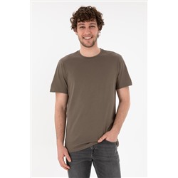 Erkek Regular Fit Bisiklet Yaka Vizon Basic Tişört