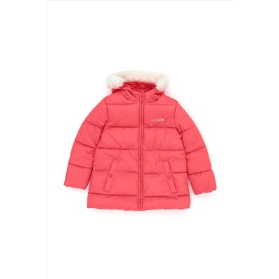 Kız Çocuk Açık Pembe Kapüşonlu Mont