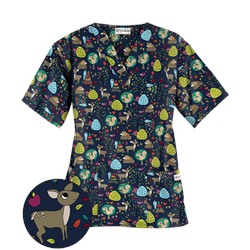 UA Outdoorsy Charm Navy Print Scrub Top