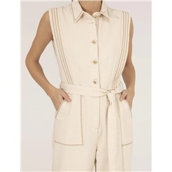 Krem Comfort Fit Dokuma Tulum