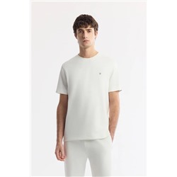 Avva, Erkek Ekru Bisiklet Yaka Baskı Detaylı İnterlok T-Shirt A51Y1150