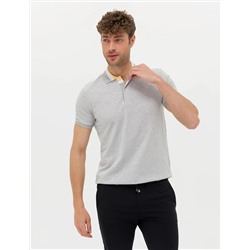 Açık Gri Melanj Slim Fit Dokulu Polo Yaka Tişört