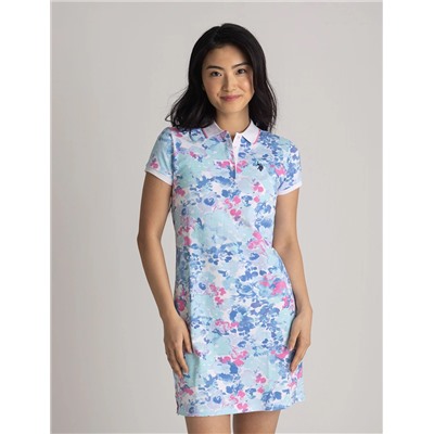 WATER FLORAL PRINTED POLO DRESS