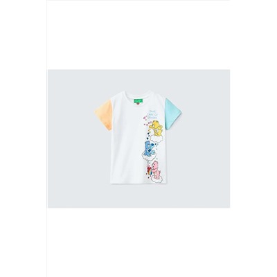 United Colors of BenettonKız Çocuk Beyaz Renk Bloklu Care Bears Baskılı T-shirt