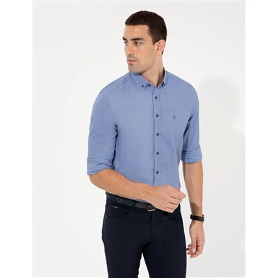 Lacivert Slim Fit Oxford Gömlek