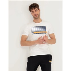 Turuncu Slim Fit Baskılı Bisiklet Yaka Tişört