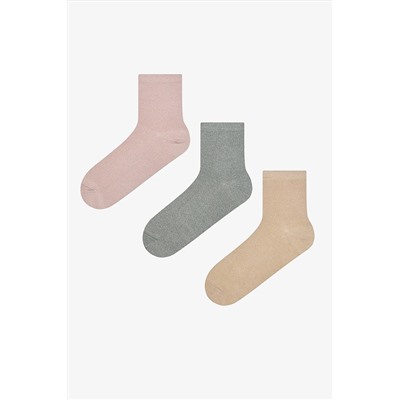 Penti, Soft Shiny Pembe Nane Yeşili  3lü Soket Çorap