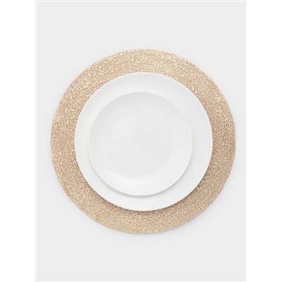 Салфетка под приборы, 38 см, ПВХ, круглая, шампань, Positano