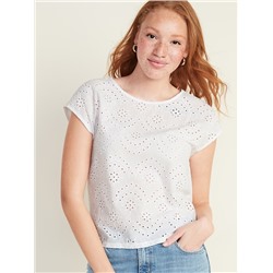 Eyelet-Front Dolman-Sleeve Top for Women