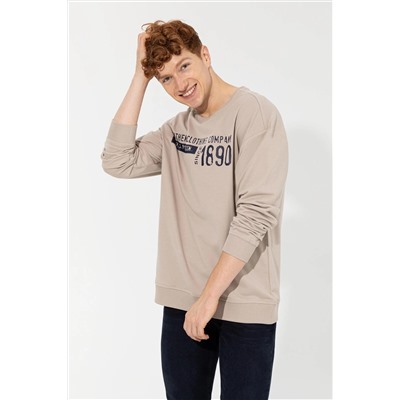 Erkek Taş Bisiklet Yaka Sweatshirt
