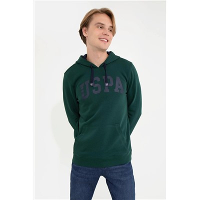 Erkek Yeşil Kapüşonlu Basic Sweatshirt