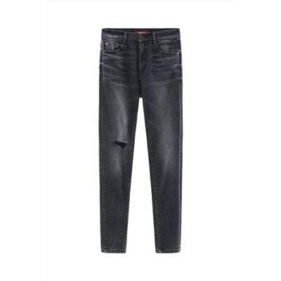 Vaquero skinny push-up de tiro alto Negro