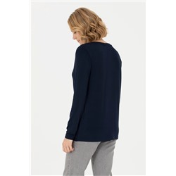 Kadın Lacivert V - Yaka Sweatshirt