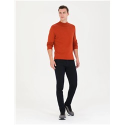 Kiremit Slim Fit Yarım Balıkçı Basic Triko Kazak
