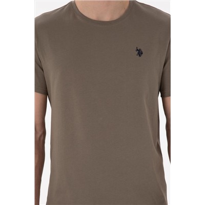 Erkek Regular Fit Bisiklet Yaka Vizon Basic Tişört
