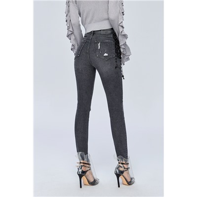 Vaquero skinny fit de tiro alto Negro