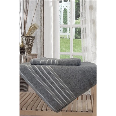 NY TEXTİLE 70x140 %100 Pamuk Antrasit Tekli Büyük Boy Banyo Havlusu NYTEX-1