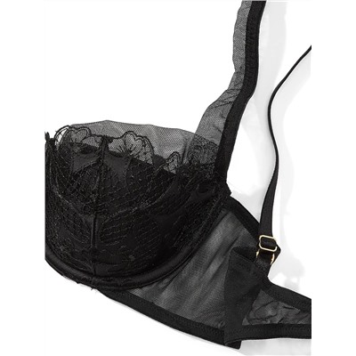 VERY SEXY Satin Ziggy Glam Floral Embroidery Lightly Lined Balconette Bra