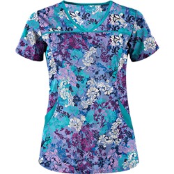 UA Romantic Scroll Royal 4-Pocket Print Scrub Top
