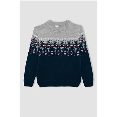 Defacto Erkek Çocuk Regular Fit Bisiklet Yaka Kazak B2252A823CW
