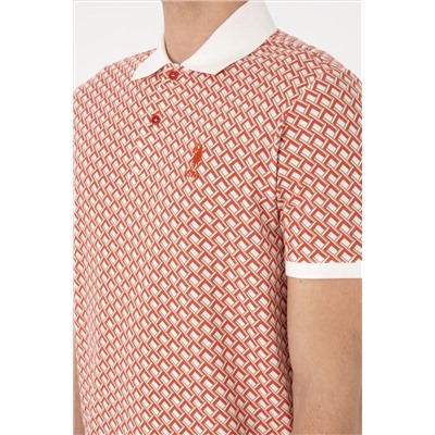 Erkek Regular Fit Polo Yaka Pudra Desenli Tişört