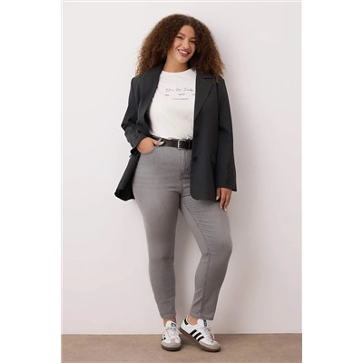Gri Yüksek Bel Büyük Beden Skinny Jeans TBBAW26CJ00035