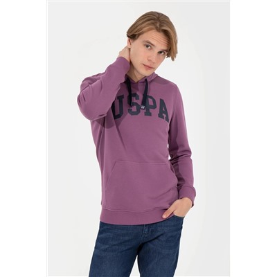 Erkek Menekşe Kapüşonlu Basic Sweatshirt