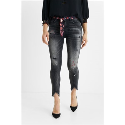 Vaquero skinny cinturón tela