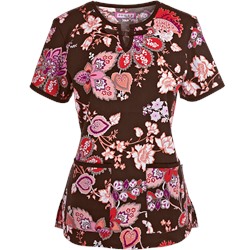 koi Scrubs Renaissance Floral Print Top
