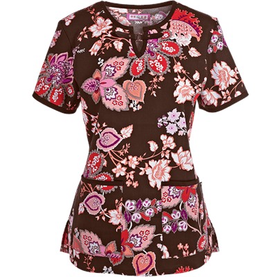 koi Scrubs Renaissance Floral Print Top