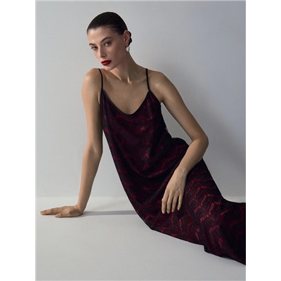 Платье миди из кружева, PL1700/sway bordo