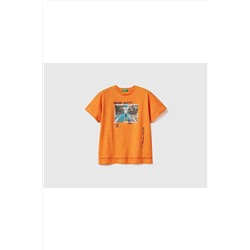 United Colors of BenettonErkek Çocuk Turuncu Fotoğraf Baskılı T-shirt