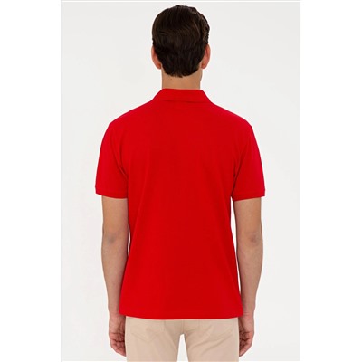 Erkek Kırmızı Basic Polo Yaka Tişört