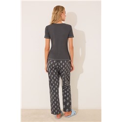 Pijama largo algodón gris paisley