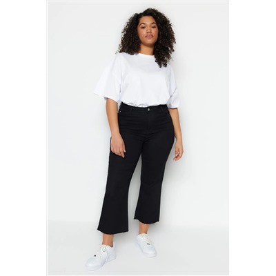 Trendyol Curve Solmayan Siyah Yüksek Bel Comfort Kısa Paça Culotte Fit Jeans TBBSS23AR00014