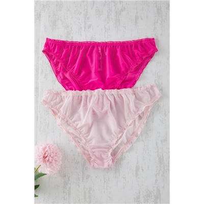 Lila-Pembe 2'li Paket Lastikli Tül Klasik Büyük Beden Külot TBBSS25CM00002