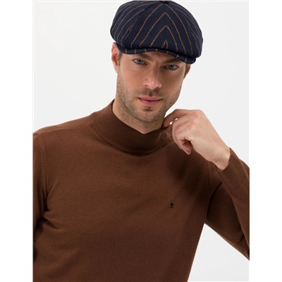 Kahverengi Slim Fit Yarım Balıkçı Basic Triko Kazak