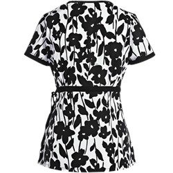 koi Scrubs Daisyland Mock Wrap Print Top