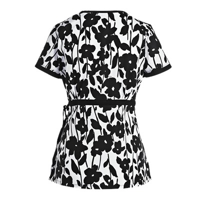 koi Scrubs Daisyland Mock Wrap Print Top