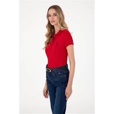 Kadın Kırmızı Basic Polo Yaka Tişört