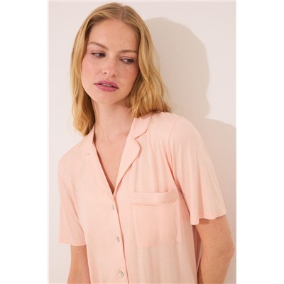 Pijama camisero viscosa naranja