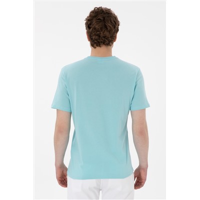 Erkek Regular Fit Bisiklet Yaka Aqua Tişört
