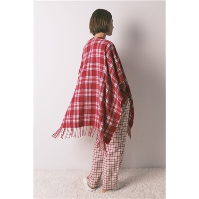 Poncho cuadros efecto lana cashmere