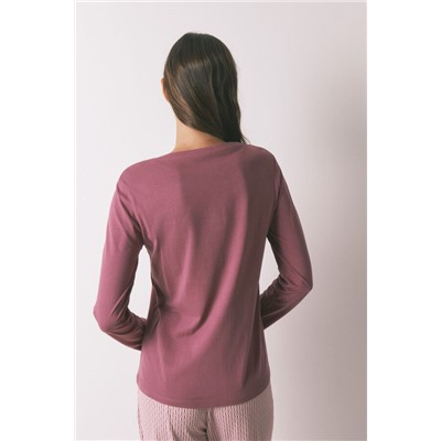 Camiseta manga corta algodón perchado granate