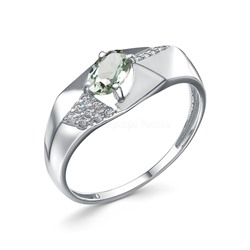 Серьги из серебра с празиолитом и фианитами родированные 2-3856-001