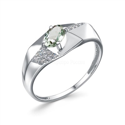 Серьги из серебра с празиолитом и фианитами родированные 2-3856-001