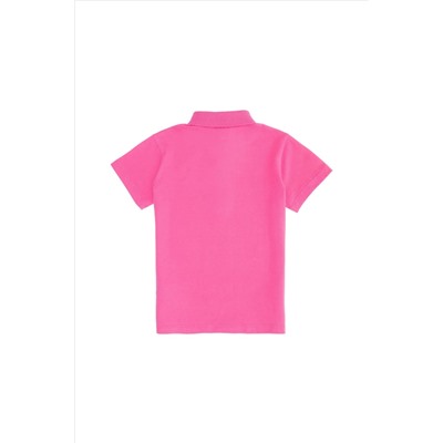 Kız Çocuk Pembe Basic Polo Yaka Tişört
