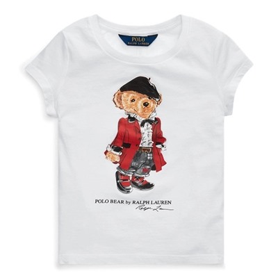 GIRLS 2-6X Holiday Runway Bear Cotton Tee