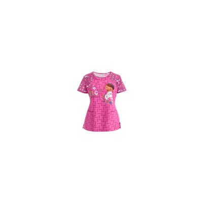 Cherokee Tooniforms Scrubs Tender Loving Care Print Top